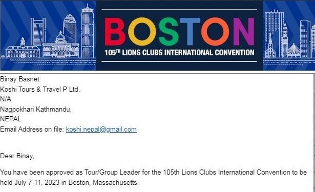 105th Lions Clubs International Convention's Approved Tour Leader